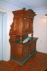 Image showing old dresser on parquet floor