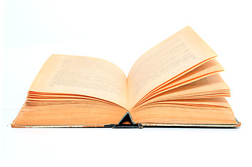 Image showing openning aging book on white background