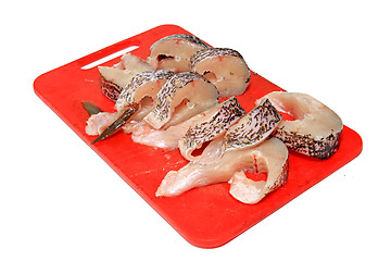 Image showing cut fish on white background