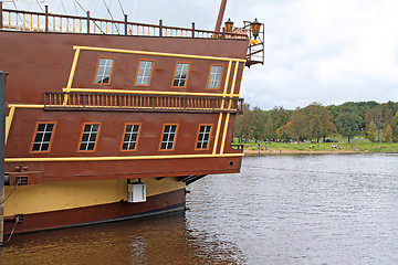 Image showing old-time schooner on town quay