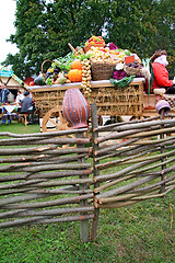Image showing fruits and vegetables in cart on rural market