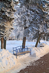 Image showing iron bench in town park