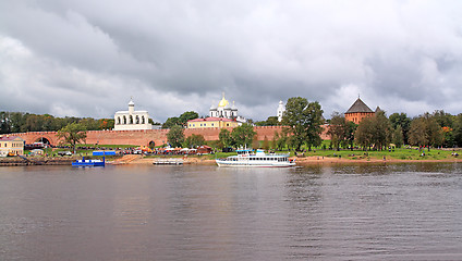 Image showing  motorboats on town quay