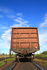 Image showing railway freiht-car on rural station 