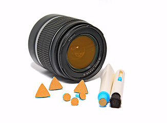 Image showing aging lens on white background