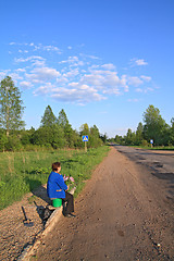 Image showing bus stop on rural road