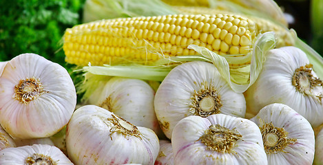 Image showing Garlic and corn