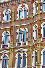 Image showing Beautiful rows of windows on an old building in Helsinki  