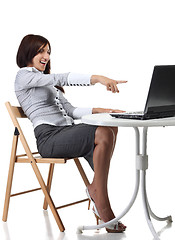 Image showing Happy women sitting with computer