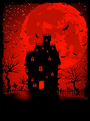 Image showing Scary Halloween Castle with Copy Space. EPS 8