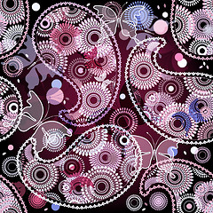 Image showing Seamless black pattern with paisley