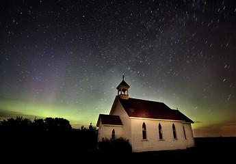 Image showing Northern Lights Canada Church country religion