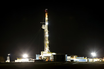 Image showing Night Shot Drilling Rig