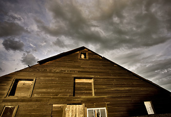 Image showing Abandoned Farm House Great Horned Owl