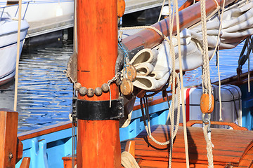 Image showing details of an old fishing boat sailing out of wood