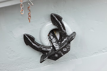 Image showing great and ancient marine anchor to anchor boats
