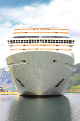 Image showing cruise ship in the port of Flaam, Aurlandsfjord Sognefjord