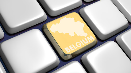 Image showing Keyboard (detail) with Belgium map key