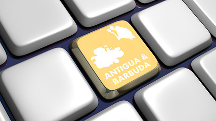 Image showing Keyboard (detail) with Antigua & Barbuda map key