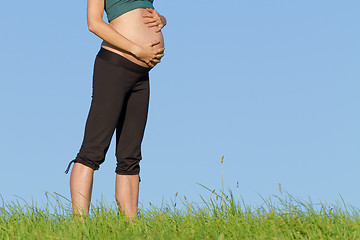 Image showing pregnant woman on meadow