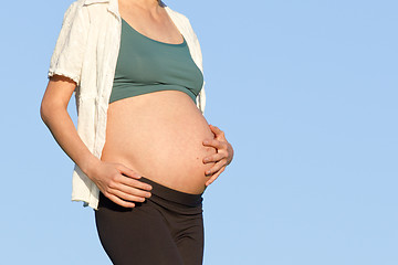 Image showing pregnant woman on meadow