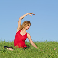 Image showing pregnant woman on meadow