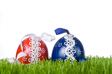 Image showing easter eggs in grass