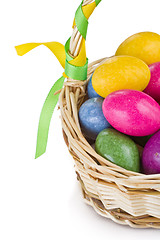 Image showing colorful easter eggs in basket