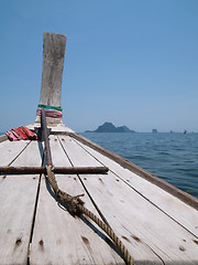 Image showing Bow of wooden boat at the Andaman Sea, Thailand