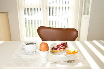 Image showing Sunlight through the window. Breakfast