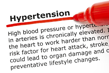 Image showing Hypertension underlined with red marker