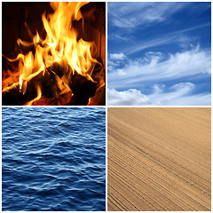 Image showing Fire, water, air, earth. Four elements.