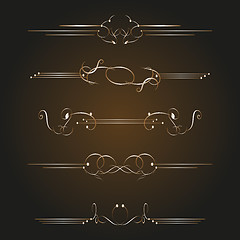 Image showing Vector set of golden ornate page decor elements