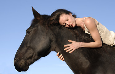 Image showing woman and horse