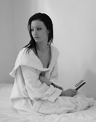 Image showing woman in bathrobe