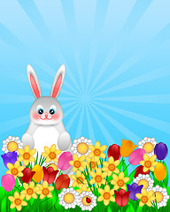 Image showing Easter Bunny with Spring Flowers Illustration