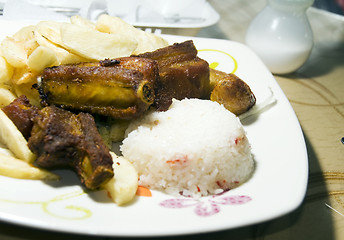 Image showing pork chops spare ribs plato del dia La Candelaria Bogota Colombi