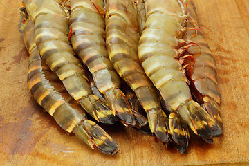 Image showing big fresh tiger prawns, king prawns, shrimp