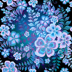 Image showing Dark seamless floral pattern