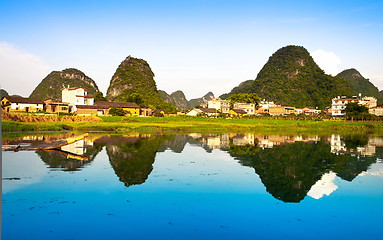 Image showing Li river village view