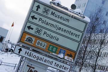 Image showing Icy roadsign