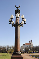 Image showing antique lamp in vilnius lukiskes square church 