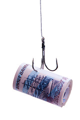 Image showing twisting banknotes hanging on a hook