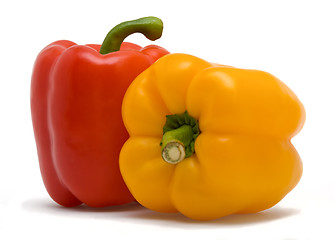 Image showing isolated sweet red and yellow peppers