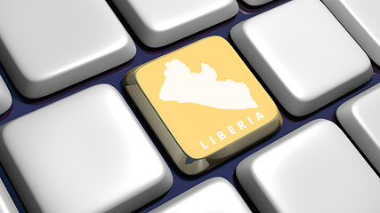 Image showing Keyboard (detail) with Liberia map key