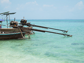 Image showing Two longtail boats at the Andaman Sea