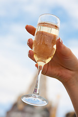 Image showing Bride holding a glass of champagne