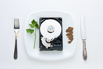 Image showing hard disk on a plate