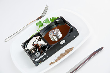 Image showing hard disk on a plate