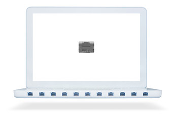 Image showing Laptop with a lot of network ports